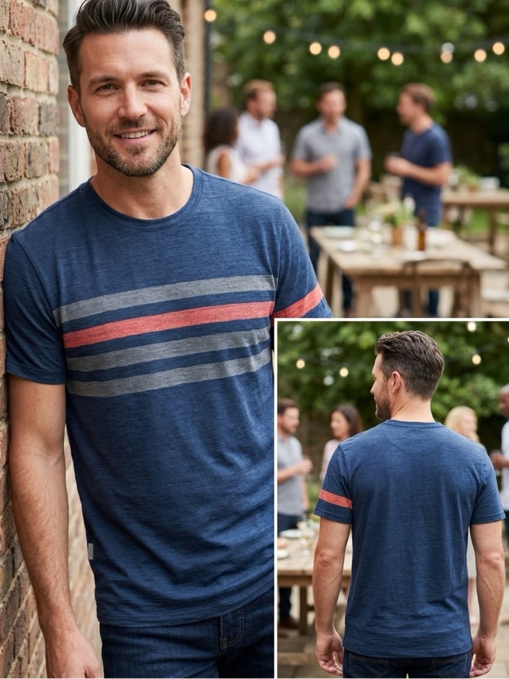 Icebreaker 100% Merino Wool Mens Shirt XL Navy Striped Short Sleeve Casual Wear